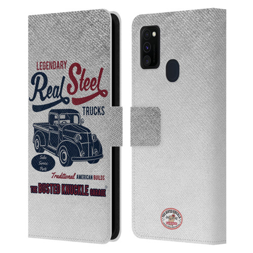 Busted Knuckle Garage Graphics Real Steel Leather Book Wallet Case Cover For Samsung Galaxy M30s (2019)/M21 (2020)