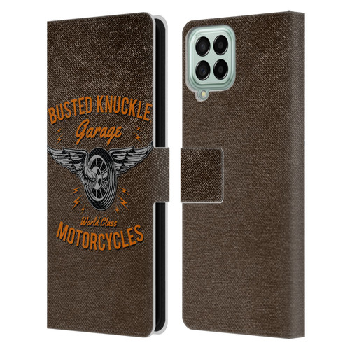 Busted Knuckle Garage Graphics Motorcycles Leather Book Wallet Case Cover For Samsung Galaxy M53 (2022)