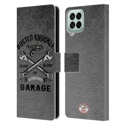 Busted Knuckle Garage Graphics No Scar Leather Book Wallet Case Cover For Samsung Galaxy M53 (2022)