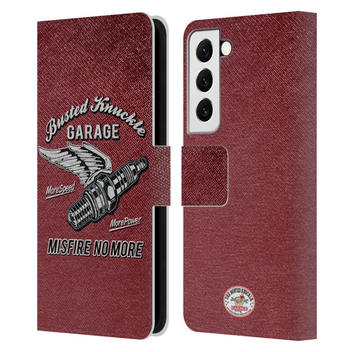 Busted Knuckle Garage Graphics Misfire Leather Book Wallet Case Cover For Samsung Galaxy S22 5G