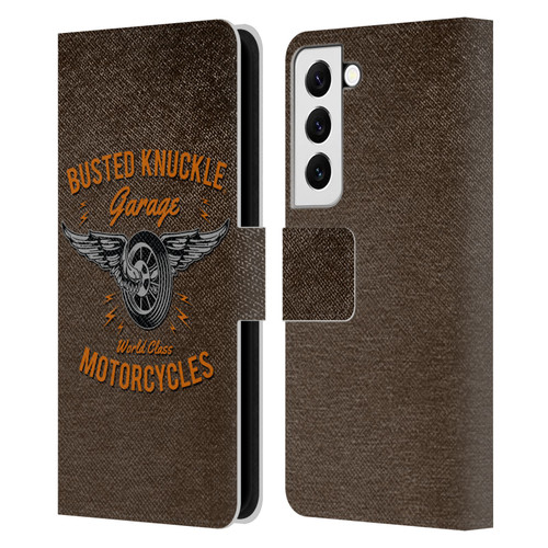 Busted Knuckle Garage Graphics Motorcycles Leather Book Wallet Case Cover For Samsung Galaxy S22 5G
