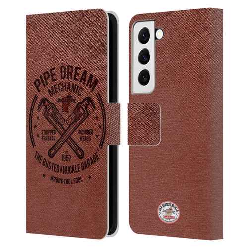 Busted Knuckle Garage Graphics Pipe Dream Leather Book Wallet Case Cover For Samsung Galaxy S22 5G