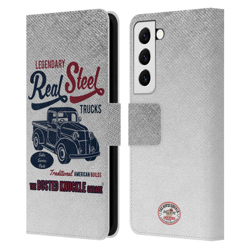 Busted Knuckle Garage Graphics Real Steel Leather Book Wallet Case Cover For Samsung Galaxy S22 5G