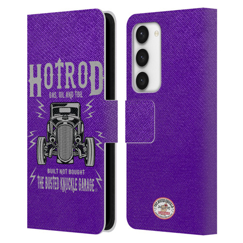 Busted Knuckle Garage Graphics Hot Rod Leather Book Wallet Case Cover For Samsung Galaxy S23 5G