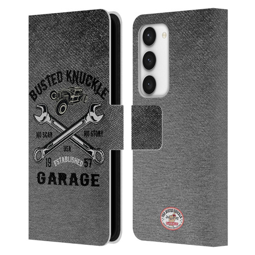 Busted Knuckle Garage Graphics No Scar Leather Book Wallet Case Cover For Samsung Galaxy S23 5G