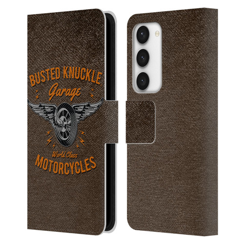 Busted Knuckle Garage Graphics Motorcycles Leather Book Wallet Case Cover For Samsung Galaxy S23 5G