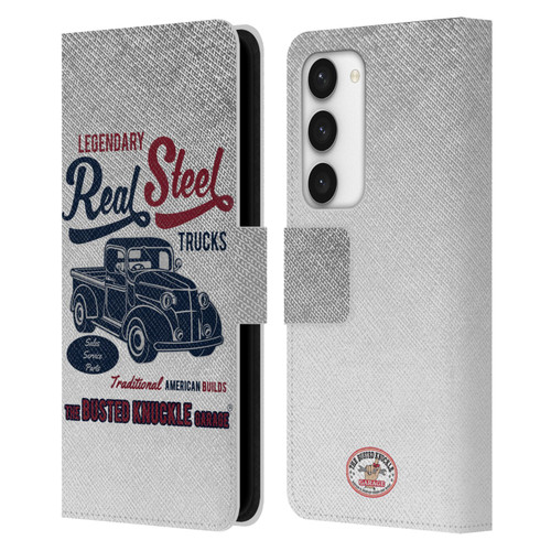 Busted Knuckle Garage Graphics Real Steel Leather Book Wallet Case Cover For Samsung Galaxy S23 5G