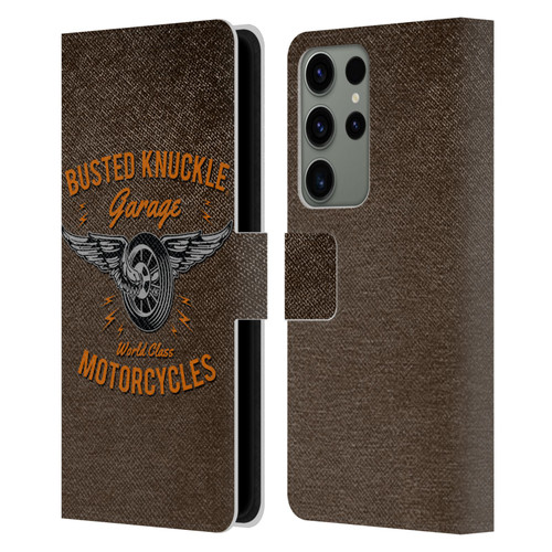 Busted Knuckle Garage Graphics Motorcycles Leather Book Wallet Case Cover For Samsung Galaxy S23 Ultra 5G