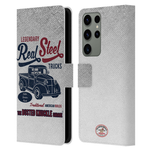 Busted Knuckle Garage Graphics Real Steel Leather Book Wallet Case Cover For Samsung Galaxy S23 Ultra 5G