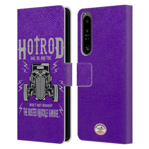 Busted Knuckle Garage Graphics Hot Rod Leather Book Wallet Case Cover For Sony Xperia 1 IV