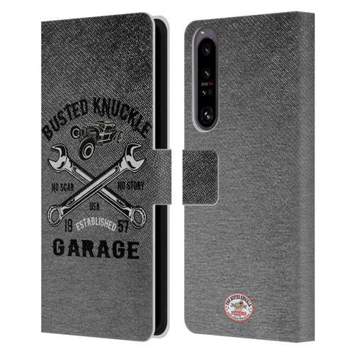 Busted Knuckle Garage Graphics No Scar Leather Book Wallet Case Cover For Sony Xperia 1 IV