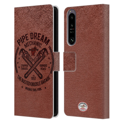 Busted Knuckle Garage Graphics Pipe Dream Leather Book Wallet Case Cover For Sony Xperia 1 IV