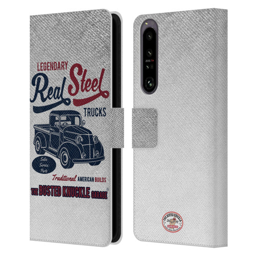 Busted Knuckle Garage Graphics Real Steel Leather Book Wallet Case Cover For Sony Xperia 1 IV