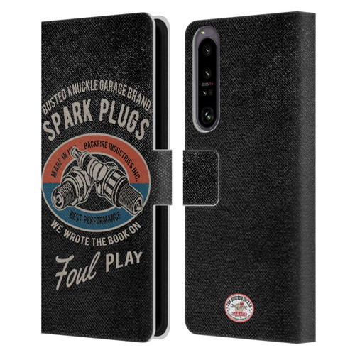 Busted Knuckle Garage Graphics Spark Plugs Leather Book Wallet Case Cover For Sony Xperia 1 IV