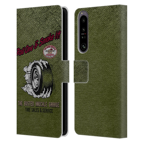 Busted Knuckle Garage Graphics Tire Leather Book Wallet Case Cover For Sony Xperia 1 IV