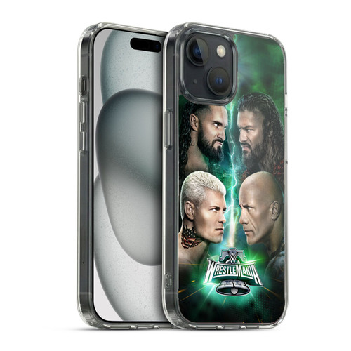 WWE Wrestlemania 40 Key Art Poster Soft Gel Case for Apple iPhone 15 & MagSafe