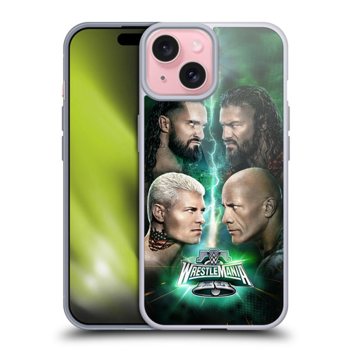 WWE Wrestlemania 40 Key Art Poster Soft Gel Case for Apple iPhone 15