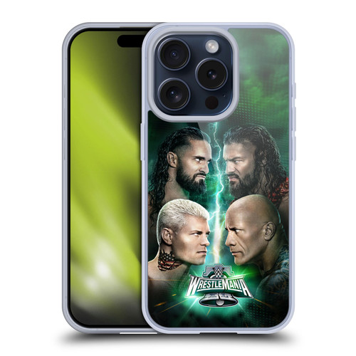 WWE Wrestlemania 40 Key Art Poster Soft Gel Case for Apple iPhone 15 Pro
