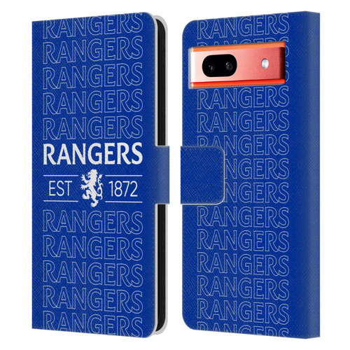 Rangers FC Crest Typography Leather Book Wallet Case Cover For Google Pixel 7a