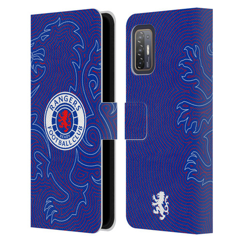 Rangers FC Crest Lion Pinstripes Pattern Leather Book Wallet Case Cover For HTC Desire 21 Pro 5G