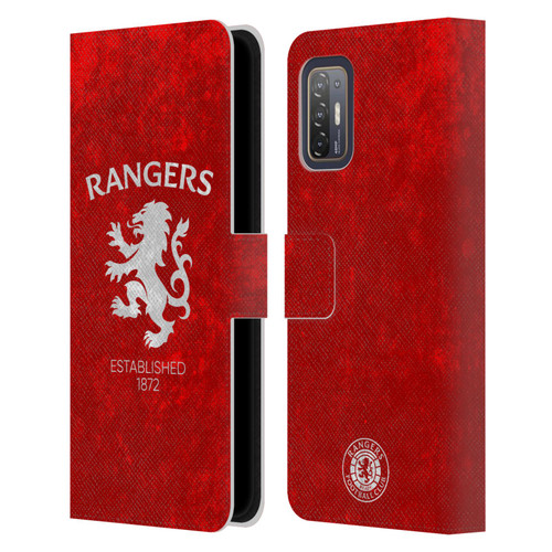Rangers FC Crest Lion Rampant Leather Book Wallet Case Cover For HTC Desire 21 Pro 5G