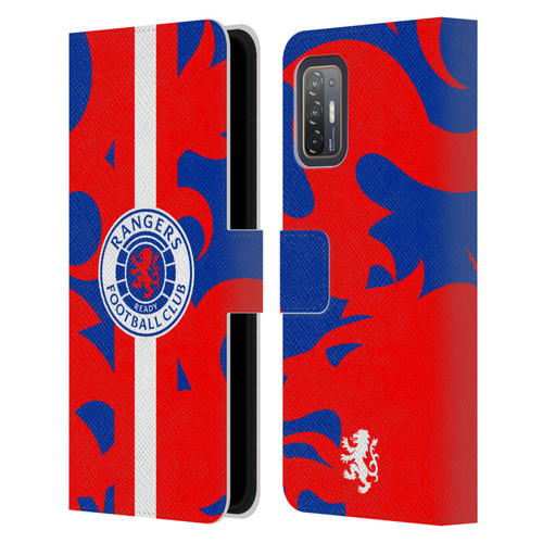 Rangers FC Crest Lion Rampant Pattern Leather Book Wallet Case Cover For HTC Desire 21 Pro 5G
