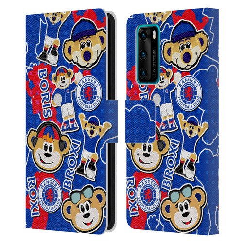 Rangers FC Crest Mascot Sticker Collage Leather Book Wallet Case Cover For Huawei P40 5G
