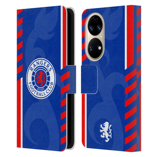 Rangers FC Crest Stripes Leather Book Wallet Case Cover For Huawei P50