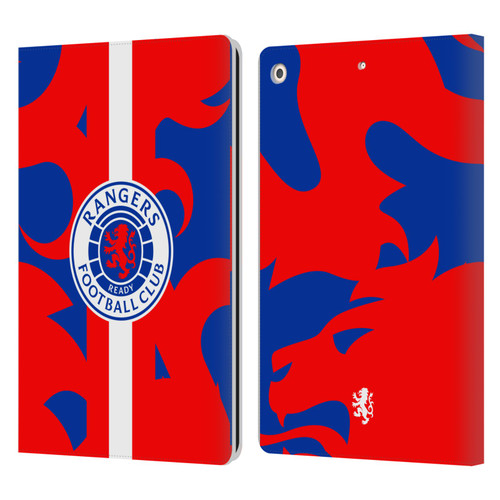 Rangers FC Crest Lion Rampant Pattern Leather Book Wallet Case Cover For Apple iPad 10.2 2019/2020/2021