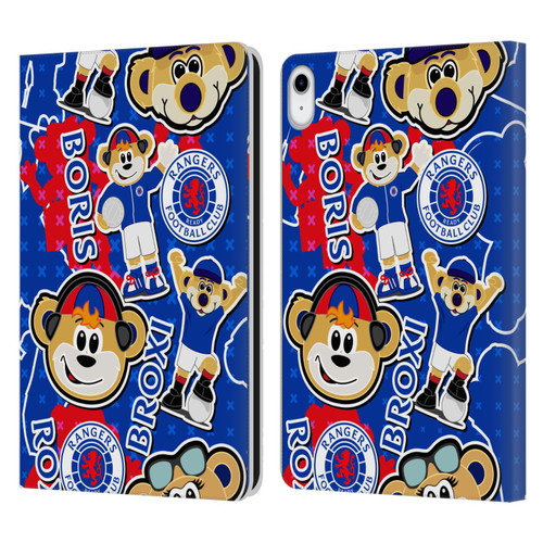 Rangers FC Crest Mascot Sticker Collage Leather Book Wallet Case Cover For Apple iPad 10.9 2022/2025