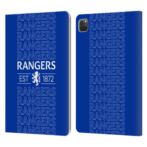 Rangers FC Crest Typography Leather Book Wallet Case Cover For Apple iPad Pro 11 2020 / 2021 / 2022