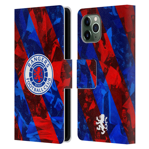 Rangers FC Crest Stadium Stripes Leather Book Wallet Case Cover For Apple iPhone 11 Pro