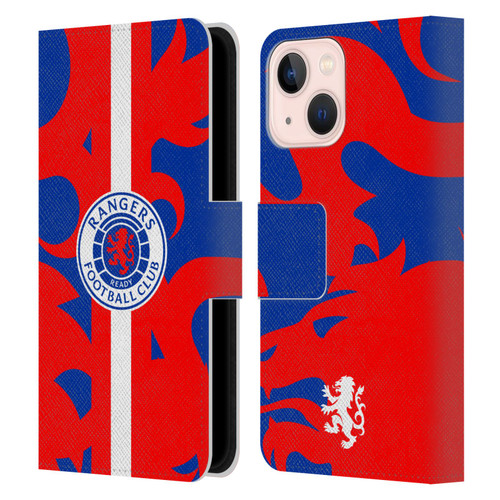 Rangers FC Crest Lion Rampant Pattern Leather Book Wallet Case Cover For Apple iPhone 13 Mini
