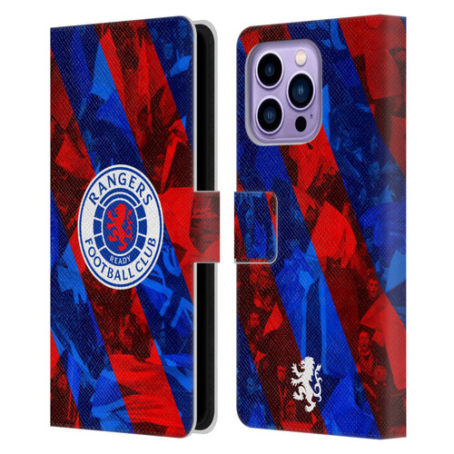 Rangers FC Crest Stadium Stripes Leather Book Wallet Case Cover For Apple iPhone 14 Pro Max