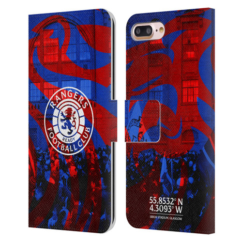 Rangers FC Crest Logo Stadium Leather Book Wallet Case Cover For Apple iPhone 7 Plus / iPhone 8 Plus
