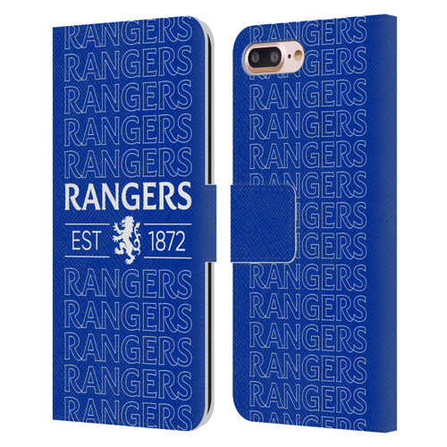 Rangers FC Crest Typography Leather Book Wallet Case Cover For Apple iPhone 7 Plus / iPhone 8 Plus