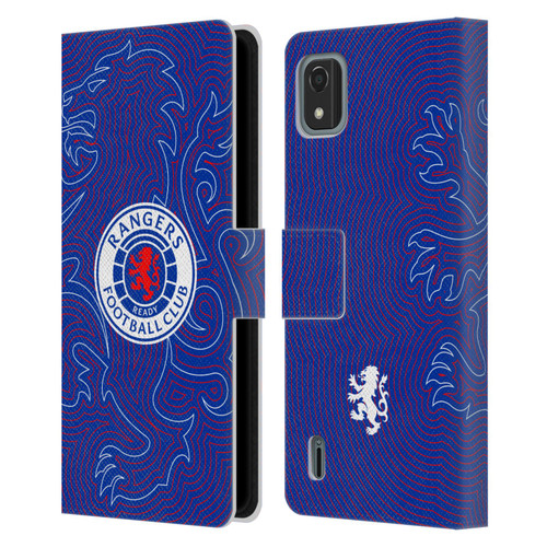 Rangers FC Crest Lion Pinstripes Pattern Leather Book Wallet Case Cover For Nokia C2 2nd Edition