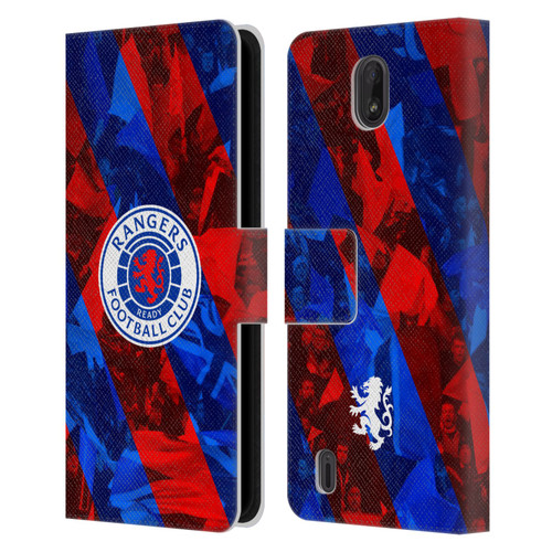 Rangers FC Crest Stadium Stripes Leather Book Wallet Case Cover For Nokia C01 Plus/C1 2nd Edition