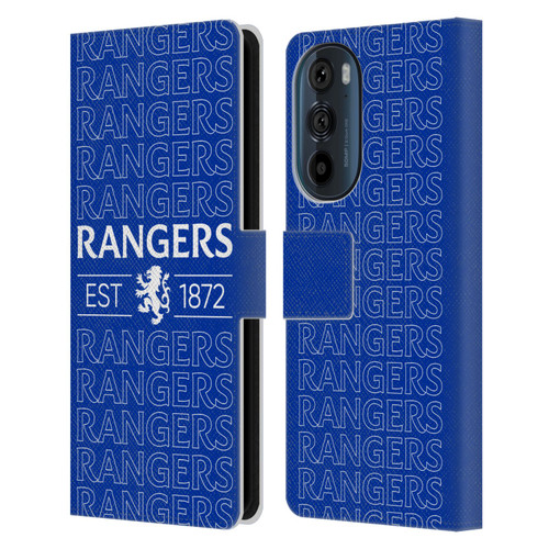 Rangers FC Crest Typography Leather Book Wallet Case Cover For Motorola Edge 30