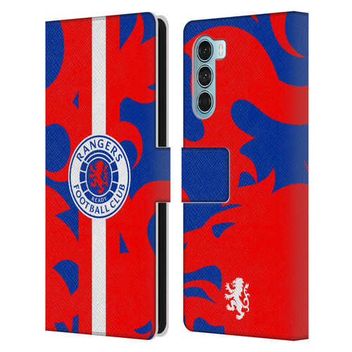 Rangers FC Crest Lion Rampant Pattern Leather Book Wallet Case Cover For Motorola Edge S30 / Moto G200 5G