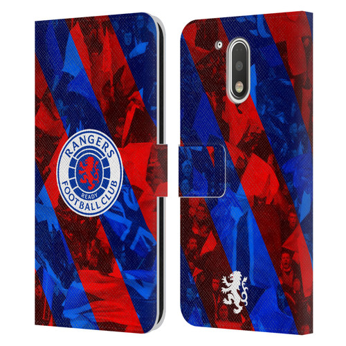 Rangers FC Crest Stadium Stripes Leather Book Wallet Case Cover For Motorola Moto G41