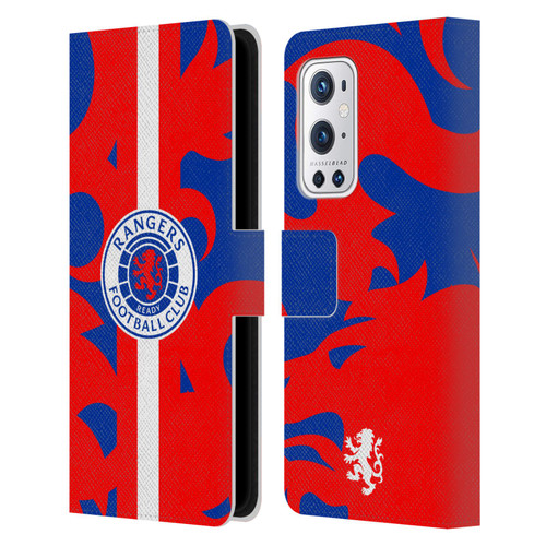 Rangers FC Crest Lion Rampant Pattern Leather Book Wallet Case Cover For OnePlus 9 Pro