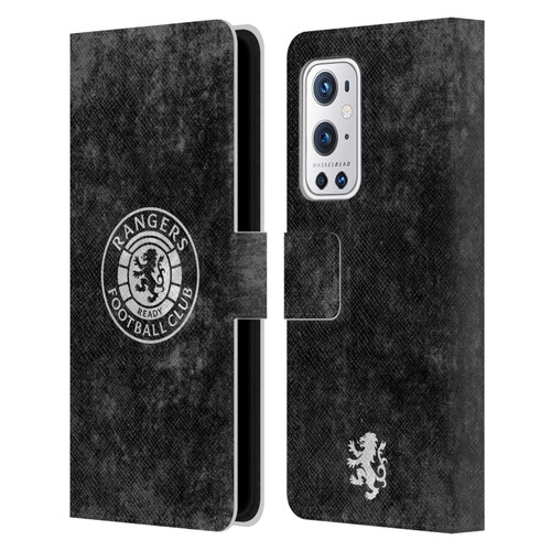 Rangers FC Crest Distressed Leather Book Wallet Case Cover For OnePlus 9 Pro
