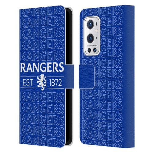 Rangers FC Crest Typography Leather Book Wallet Case Cover For OnePlus 9 Pro