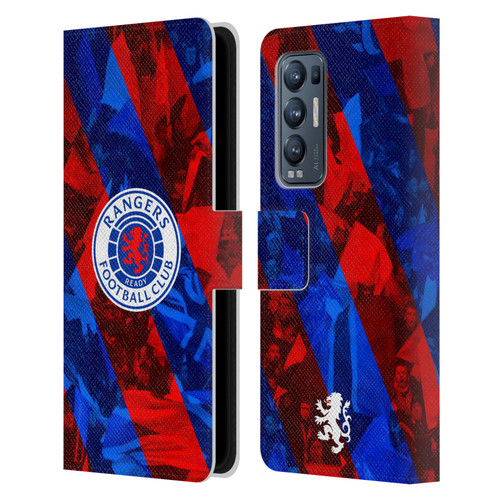 Rangers FC Crest Stadium Stripes Leather Book Wallet Case Cover For OPPO Find X3 Neo / Reno5 Pro+ 5G