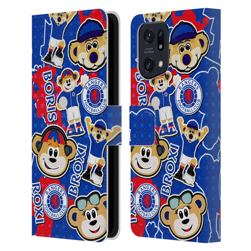 Rangers FC Crest Mascot Sticker Collage Leather Book Wallet Case Cover For OPPO Find X5