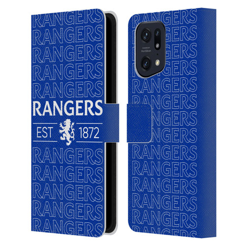 Rangers FC Crest Typography Leather Book Wallet Case Cover For OPPO Find X5