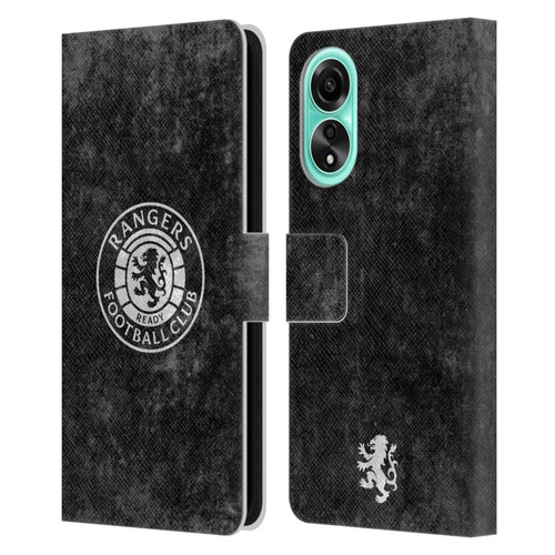 Rangers FC Crest Distressed Leather Book Wallet Case Cover For OPPO A78 4G
