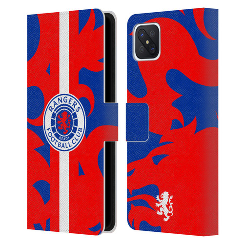 Rangers FC Crest Lion Rampant Pattern Leather Book Wallet Case Cover For OPPO Reno4 Z 5G