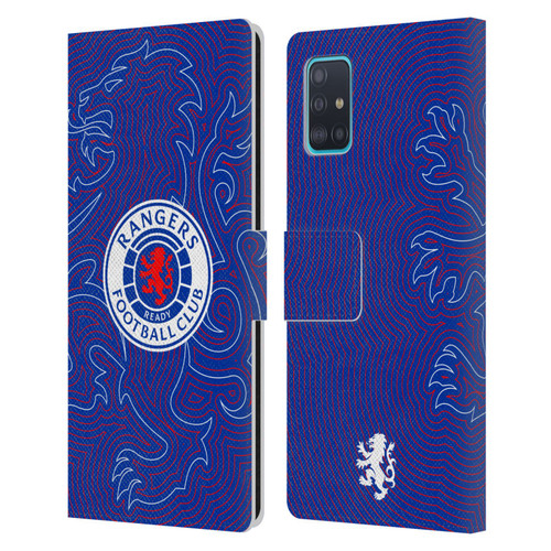 Rangers FC Crest Lion Pinstripes Pattern Leather Book Wallet Case Cover For Samsung Galaxy A51 (2019)